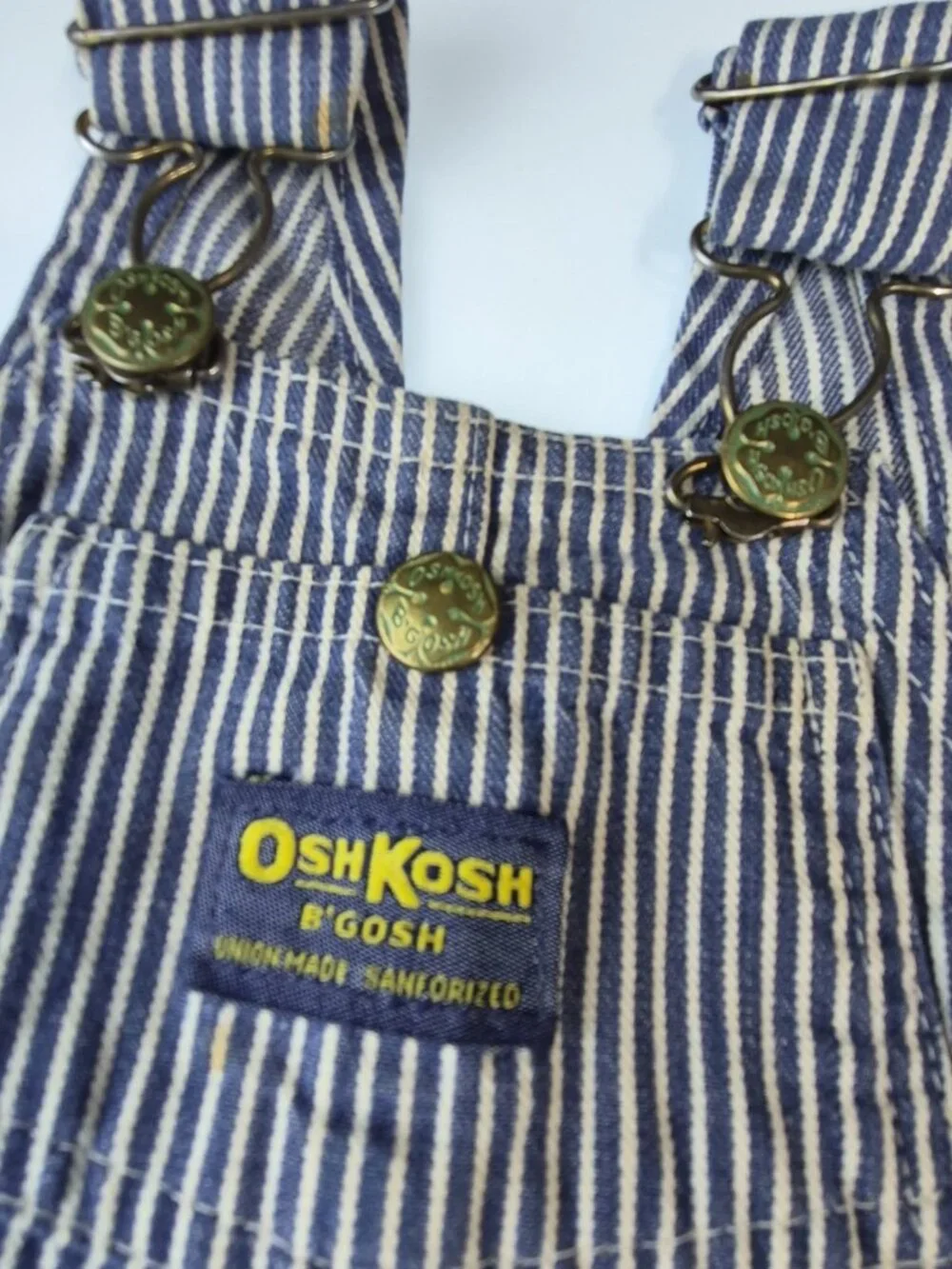 Vintage OshKosh B'Gosh Vestbak Hickory Stripe Bib Overalls Toddler 2T USA Made